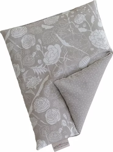 HERZZUCKER Coussin chauffant au colza 26x21cm fleurs taupe