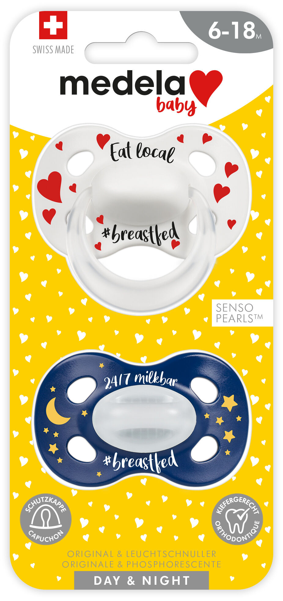 Medela Baby Sucette Day&Night 6-18 breastfed 2 pièces Medela Baby Sucette Day&Night 6-18 breastfed 2 pièces