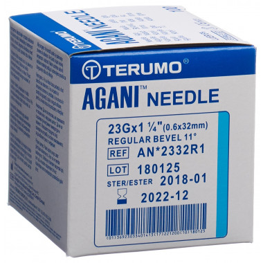 Aiguille jetable Terumo Agani 23G 0.6x32mm bleu 100 pièces Aiguille jetable Terumo Agani 23G 0.6x32mm bleu 100 pièces