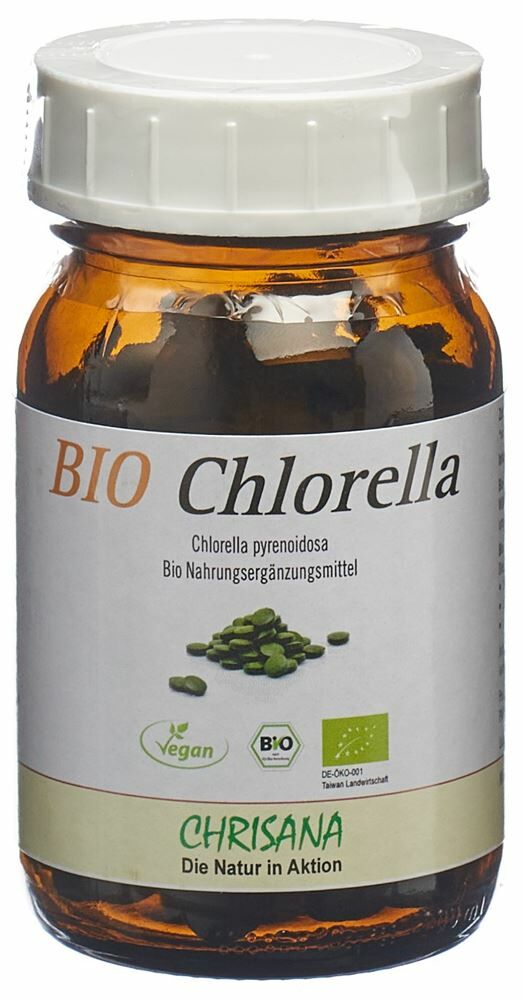 CHRISANA Comprimés de chlorella bio, verre 250 pièces CHRISANA Comprimés de chlorella bio, verre 250 pièces