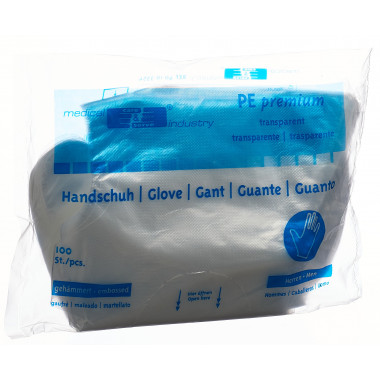 Gribi gants plastique PE 295mm hommes transparent côtelé non stérile 100 pièces