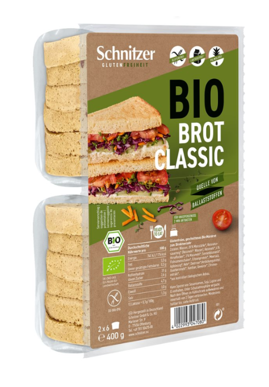 Schnitzer Pain de mie bio Classic clair btl 400g