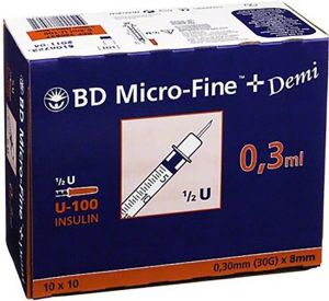 Seringue à insuline BD Micro-Fine+ U100 8mm 100 x 0.3ml