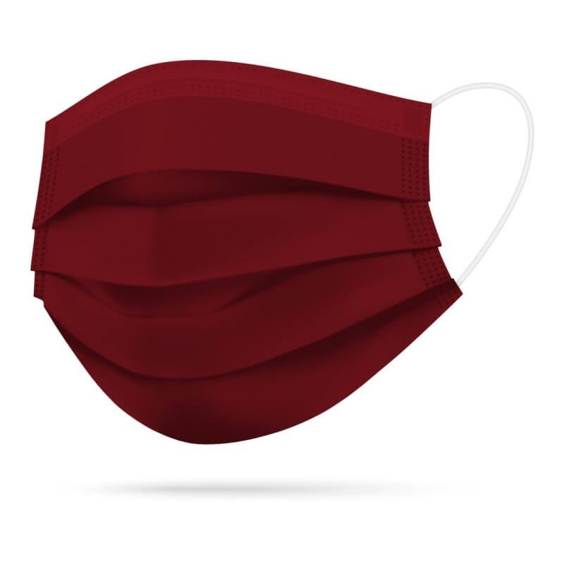 TImask masque médical jetable type IIR bordeaux 50 pièces