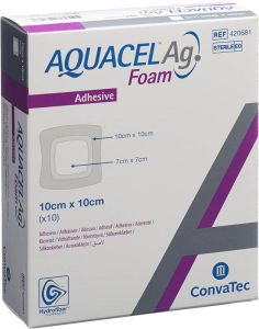 AQUACEL Ag Foam pansement mousse adhésif 10x10cm 10 pièces