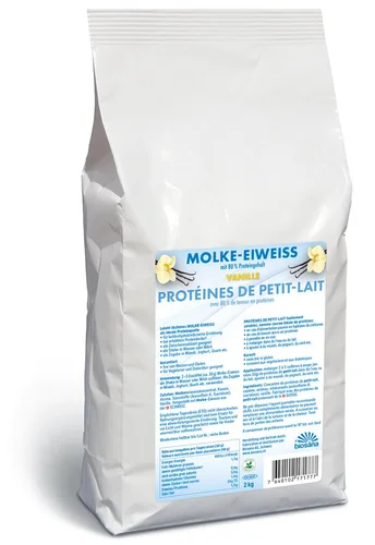 Biosana Protéines de petit-lait en poudre Vanille, sachet de 2kg