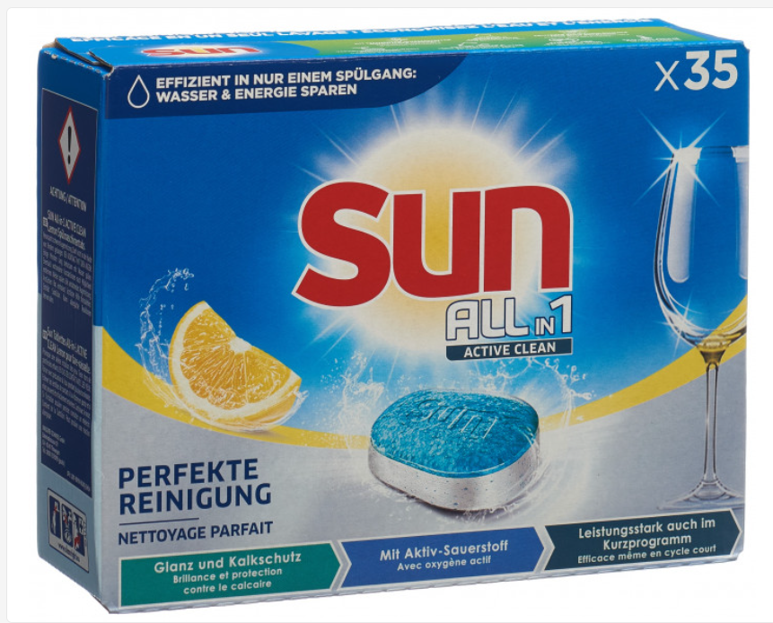 SUN All-in-1 Active Clean Tabs Regular Box 35 pièces