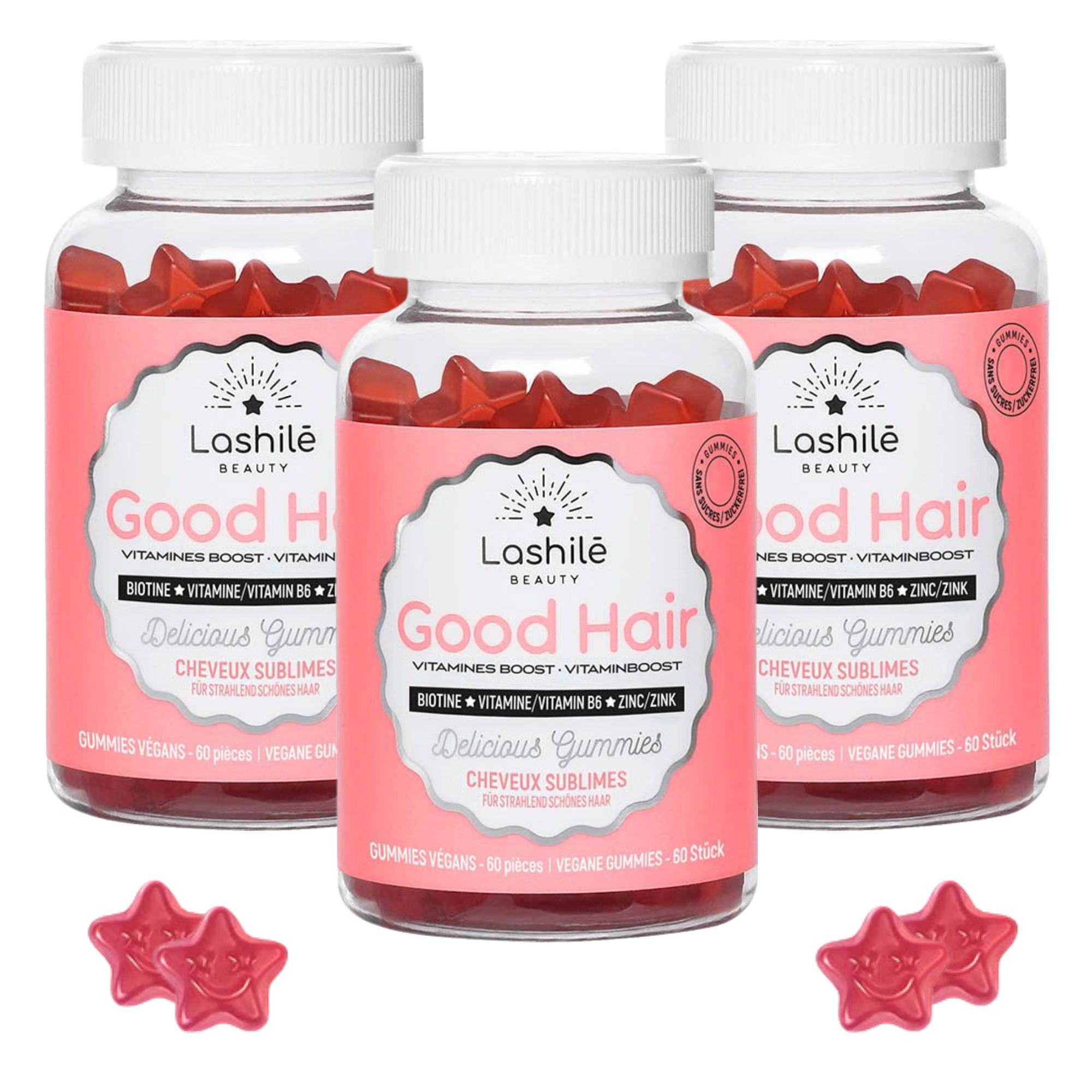 3x Lashilé Good Hair Gummies flacon de 60 pièces 3x Lashilé Good Hair Gummies flacon de 60 pièces