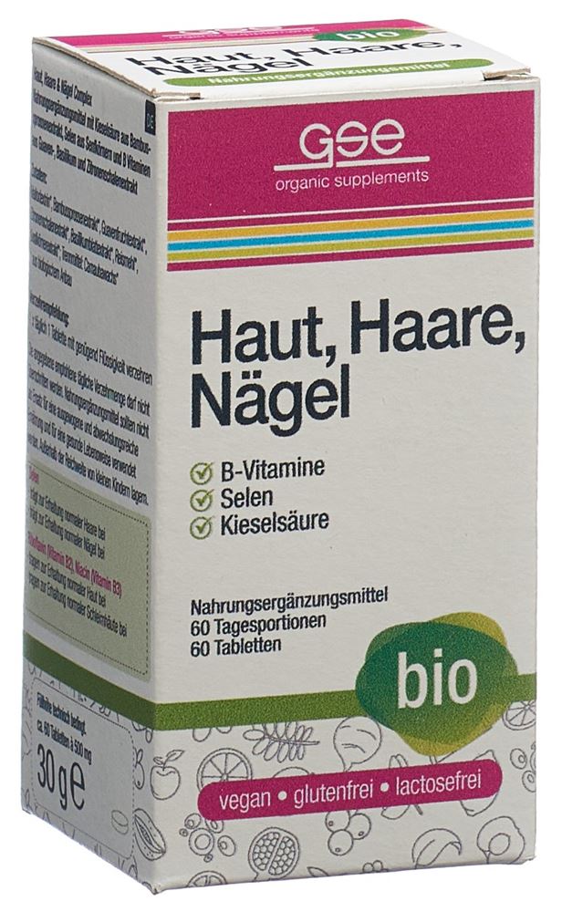 GSE Complexe Peau Cheveux Ongles Comprimés Verre Bio 60 pièces GSE Complexe Peau Cheveux Ongles Comprimés Verre Bio 60 pièces