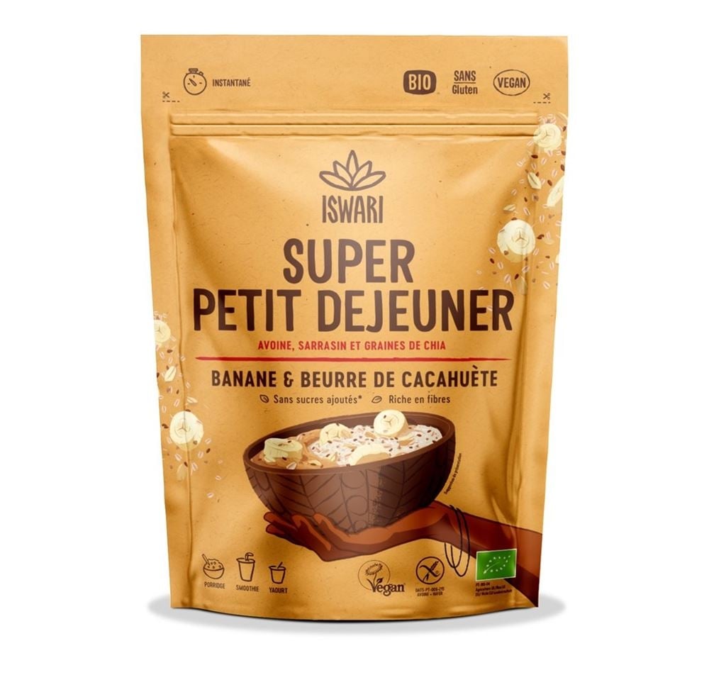 ISWARI Super petit d?jeuner Banane Cacahuète Bio 360 g