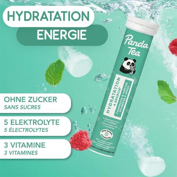 Panda Tea Hydratation Comprimés effervescents Framboise & Menthe 20 pièces