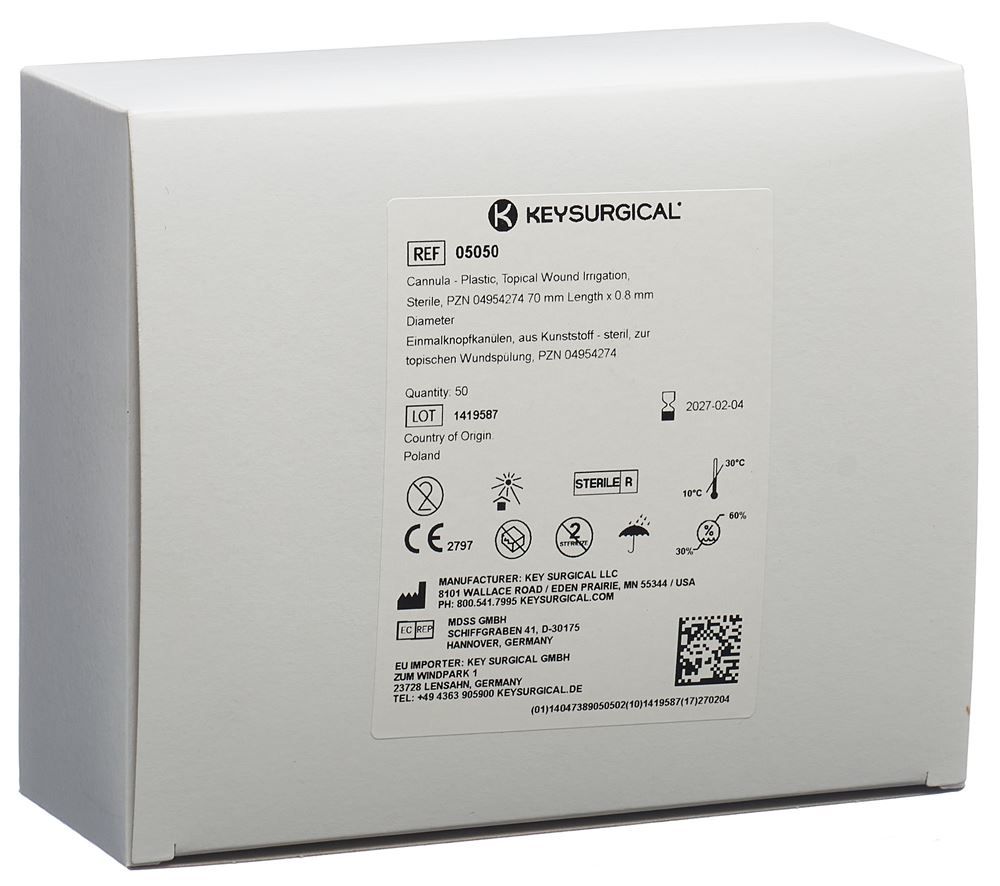 KEY SURGICAL Bouton-poussoir unique 0.8x70mm art st 50 pièces