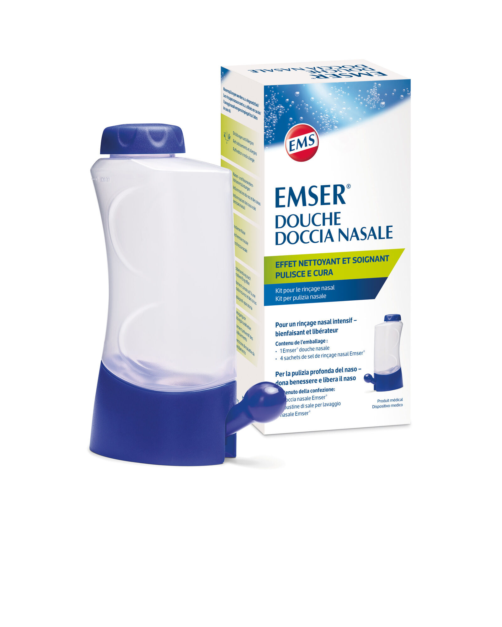 Douche nasale Emser + 4 sachets de sel de rinçage nasal Douche nasale Emser + 4 sachets de sel de rinçage nasal