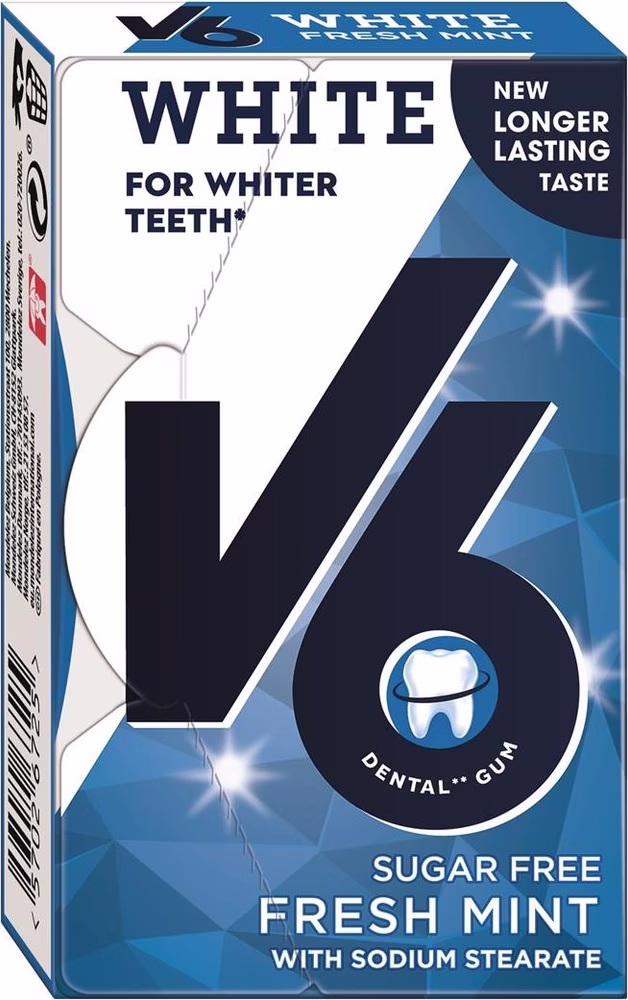 V6 White chewing-gum Freshmint Box V6 White chewing-gum Freshmint Box
