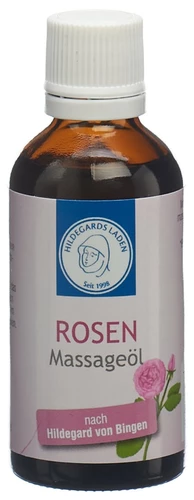 HILDEGARDS LADEN Huile de massage à la rose Bouteille en verre 50ml
