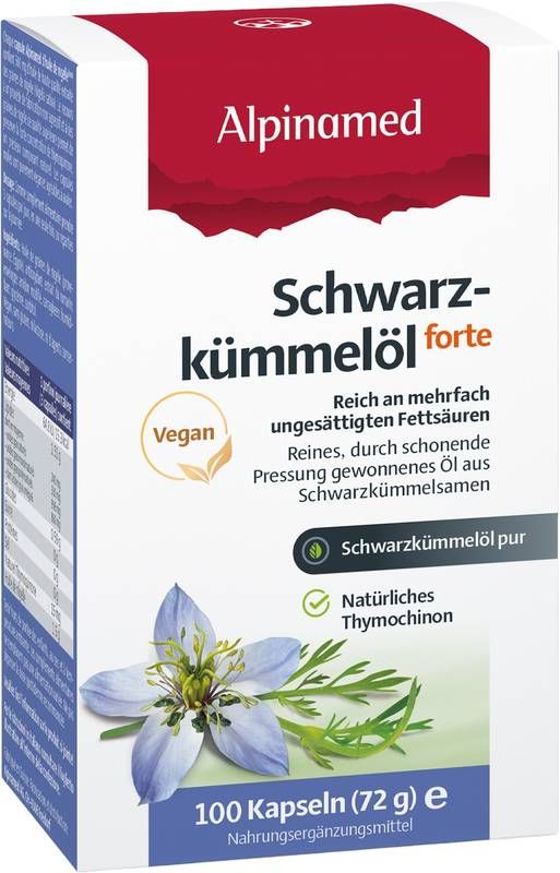ALPINAMED capsules molles d'huile de cumin noir forte 100 pièces ALPINAMED capsules molles d'huile de cumin noir forte 100 pièces