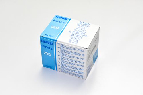 Canule jetable Nipro 0.6x25mm 23Gx1 bleu 100 pièces