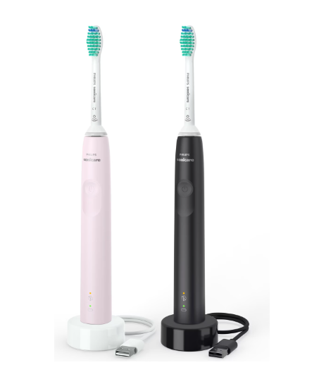 Philips Sonicare 3100 Lot de deux rose-noir Philips Sonicare 3100 Lot de deux rose-noir