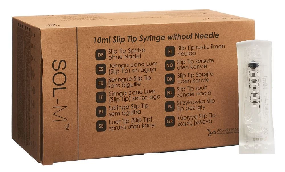 Seringue jetable Sol-M 10ml SlipTip Box 100 pièces Seringue jetable Sol-M 10ml SlipTip Box 100 pièces