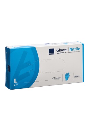 ABENA Cla Nitrilhan L 240mm non poudré non stérile bleu 100 pces
