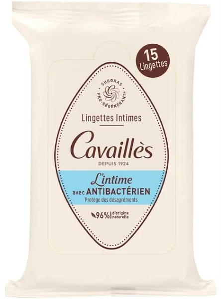 Lingettes intimes Rogé Cavaillès avec effet antibactérien 15 pièces