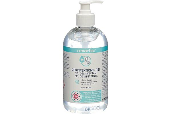 Gel désinfectant pour les mains martec avec pompe 500ml Gel désinfectant pour les mains martec avec pompe 500ml
