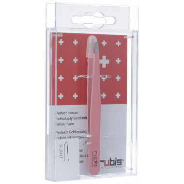 Pincette Rubis oblique rose Inox