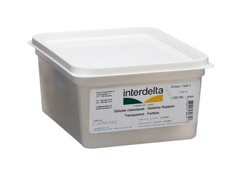 LGA gélules gélatine Interdelta 3 transparent boîte 1000 pièces
