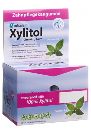 MIRADENT Xylitol Gomme à mâcher Menthe 12 x 30 pièces MIRADENT Xylitol Gomme à mâcher Menthe 12 x 30 pièces
