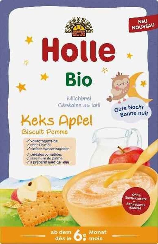 HOLLE Bouillie au lait Biscuit Pomme Bio 250 g