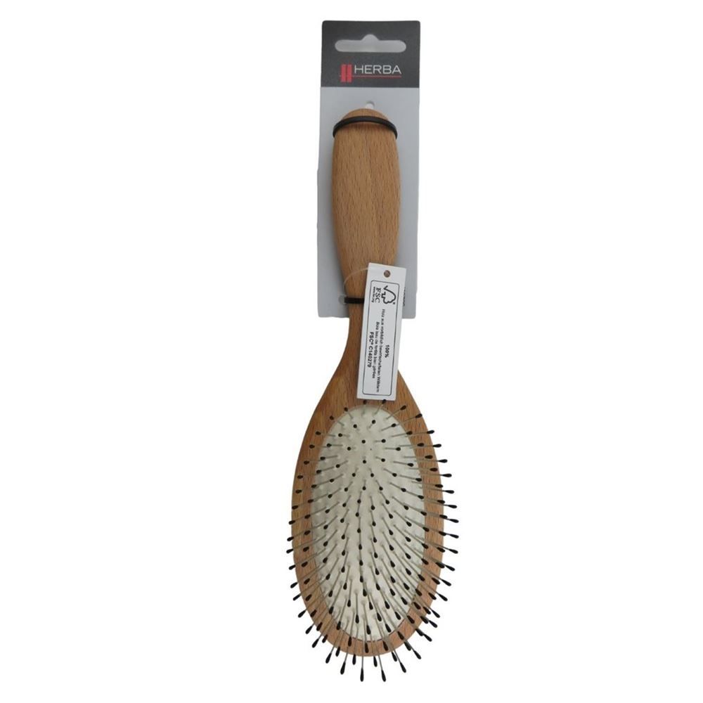 Brosse à cheveux HERBA Broches métalliques ovales Bois de hêtre FSC