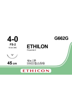 ETHILON 45cm green monof 1xFS-2 4-0 12 pièces