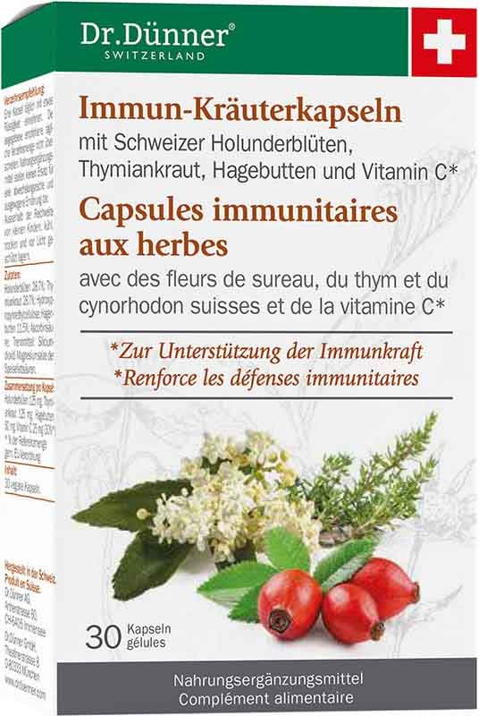 Capsules immunitaires aux herbes Dr. Dünner 30 pièces Capsules immunitaires aux herbes Dr. Dünner 30 pièces