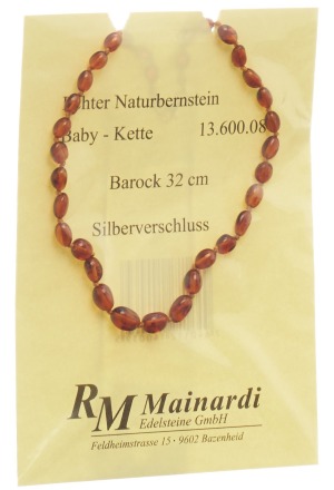 MAINARDI Ambre naturel 32cm Boucle argent baroque