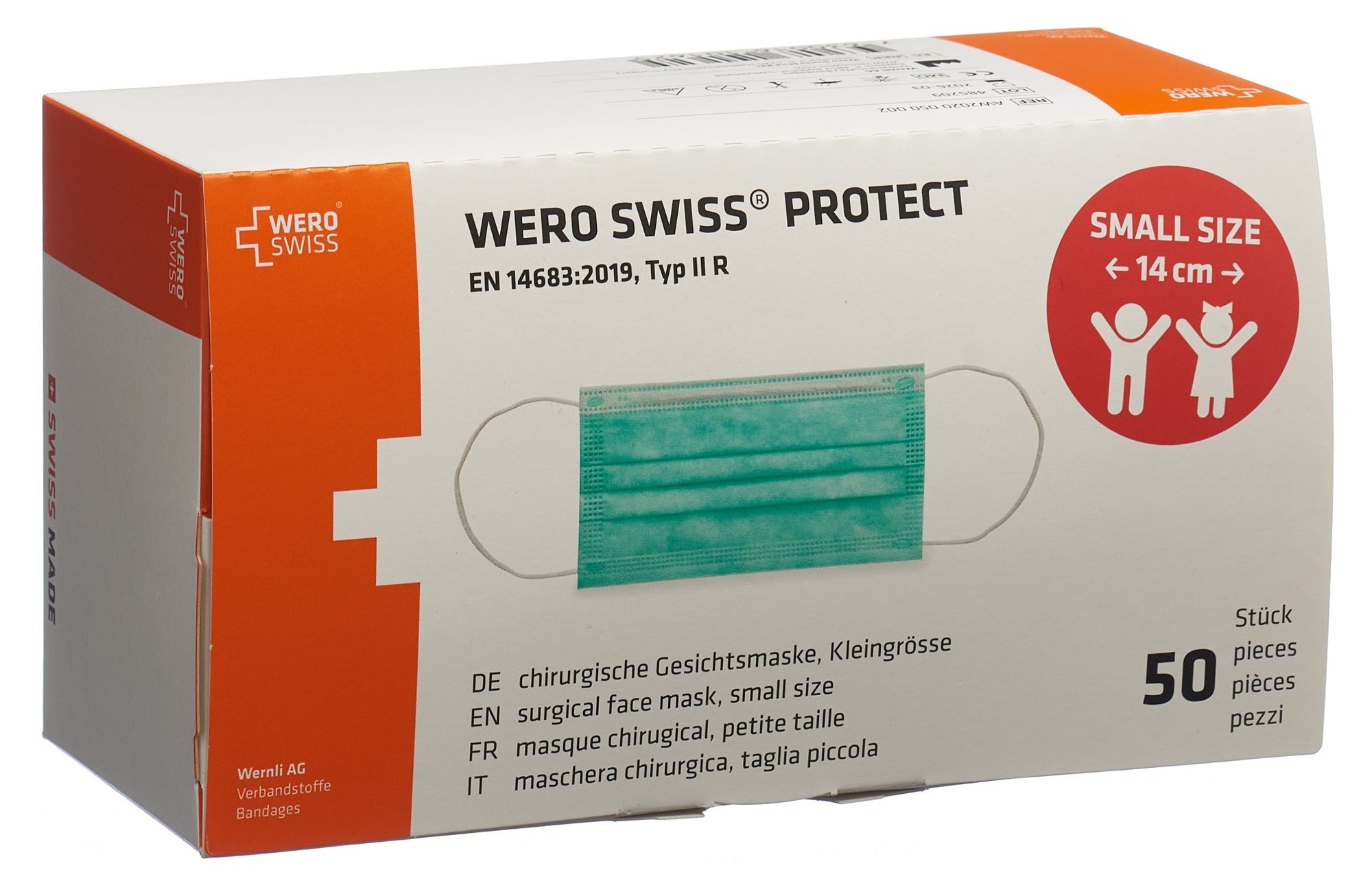 Masque WERO SWISS Protect type IIR Small Size Box 50 pièces