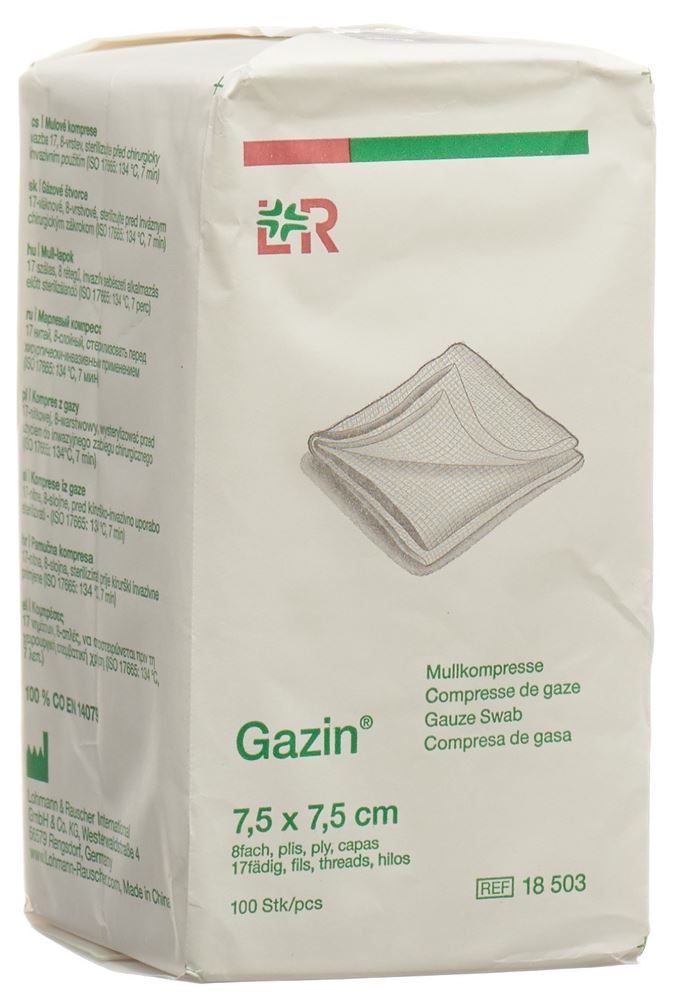GAZIN Compresses de gaze 7.5x7.5cm 8f non stériles 100 pièces