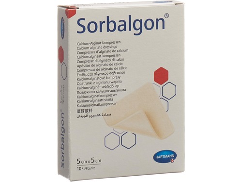 Compresses Sorbalgon 5x5cm stériles 10 pièces