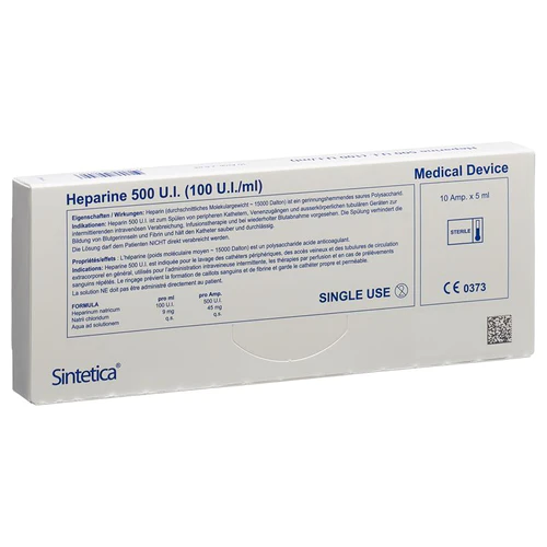 Héparine Sintetica Inj Lös 500 IE 10 ampoules 5ml