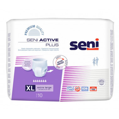 Seni Active Plus Pants culotte jetable XL respirante tour de hanches 120-160cm 7 gouttes 10 pièces