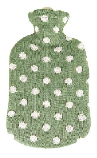 SÖNGER bouillotte 2l housse tricotée vert points