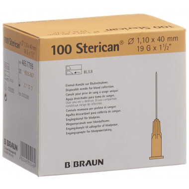 Aiguille Sterican 19G 1.10x40mm ivoire Luer 100pcs Aiguille Sterican 19G 1.10x40mm ivoire Luer 100pcs