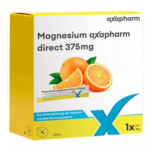 Magnésium Axapharm direct sticks 375 mg 20 pièces Magnésium Axapharm direct sticks 375 mg 20 pièces