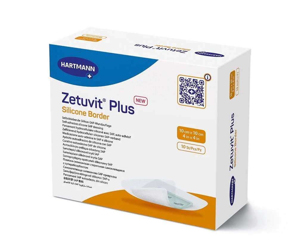 Zetuvit Plus Silicone Border 10x10cm 10 pièces