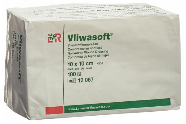 Vliwasoft Compresses non tissées 10x10cm 6 plis Btl 100 pièces