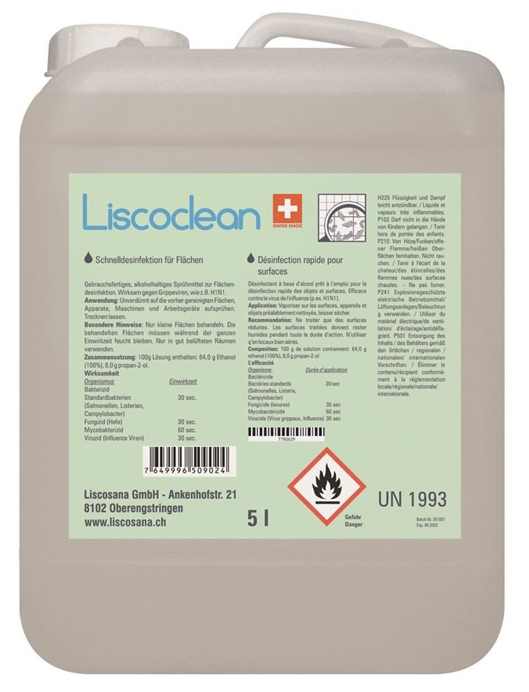 LISCOCLEAN Désinfection des surfaces bidon 5lt