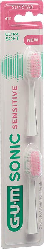 Têtes de rechange GUM Sonic Sensitive blanc 2 pièces Têtes de rechange GUM Sonic Sensitive blanc 2 pièces