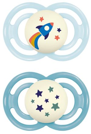 Sucette MAM Perfect Night 6-16 mois blue/blue 2 pièces