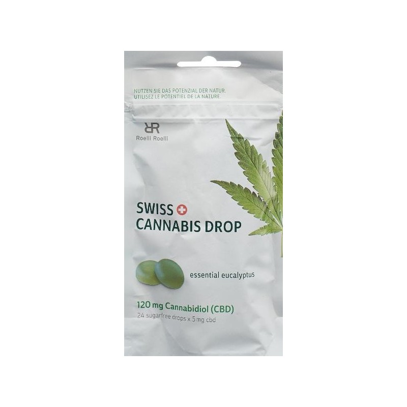 SWISS CANNABIS Drop 120 mg CBD Pastilles Eucalyptus sans sucre 12 x 24 pièces
