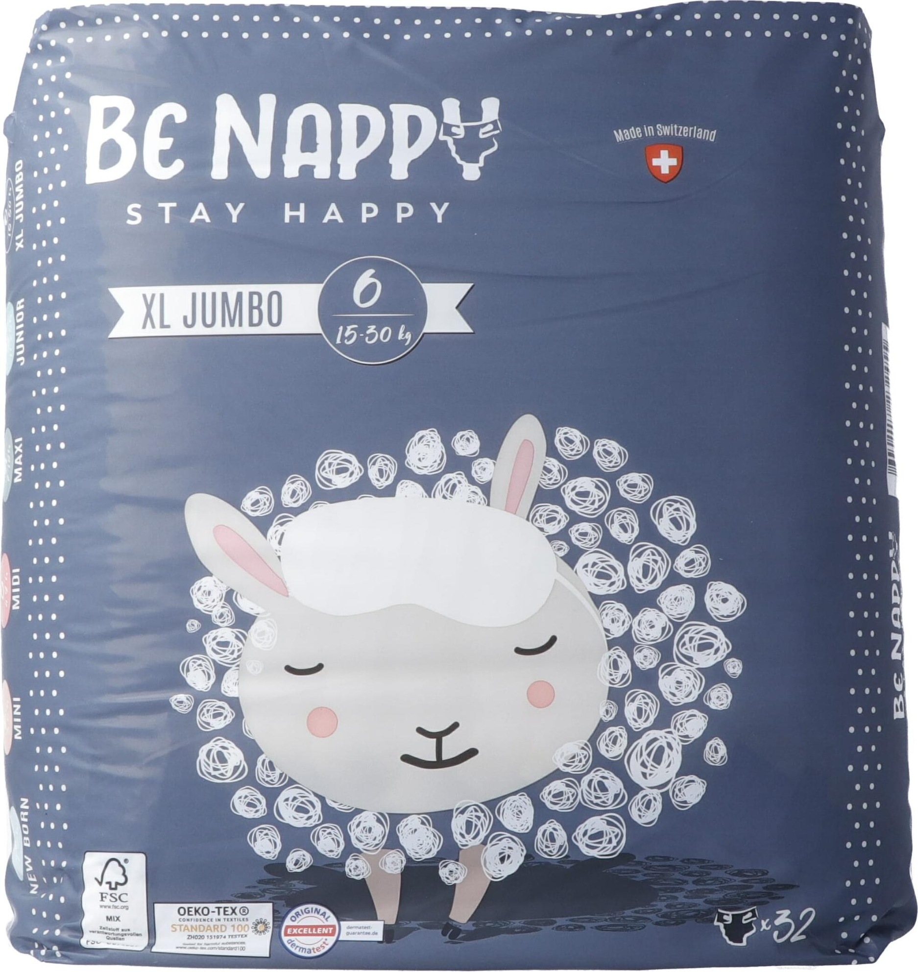 BE NAPPY Couches Gr6 15-30kg XL Jumbo 32 pièces BE NAPPY Couches Gr6 15-30kg XL Jumbo 32 pièces