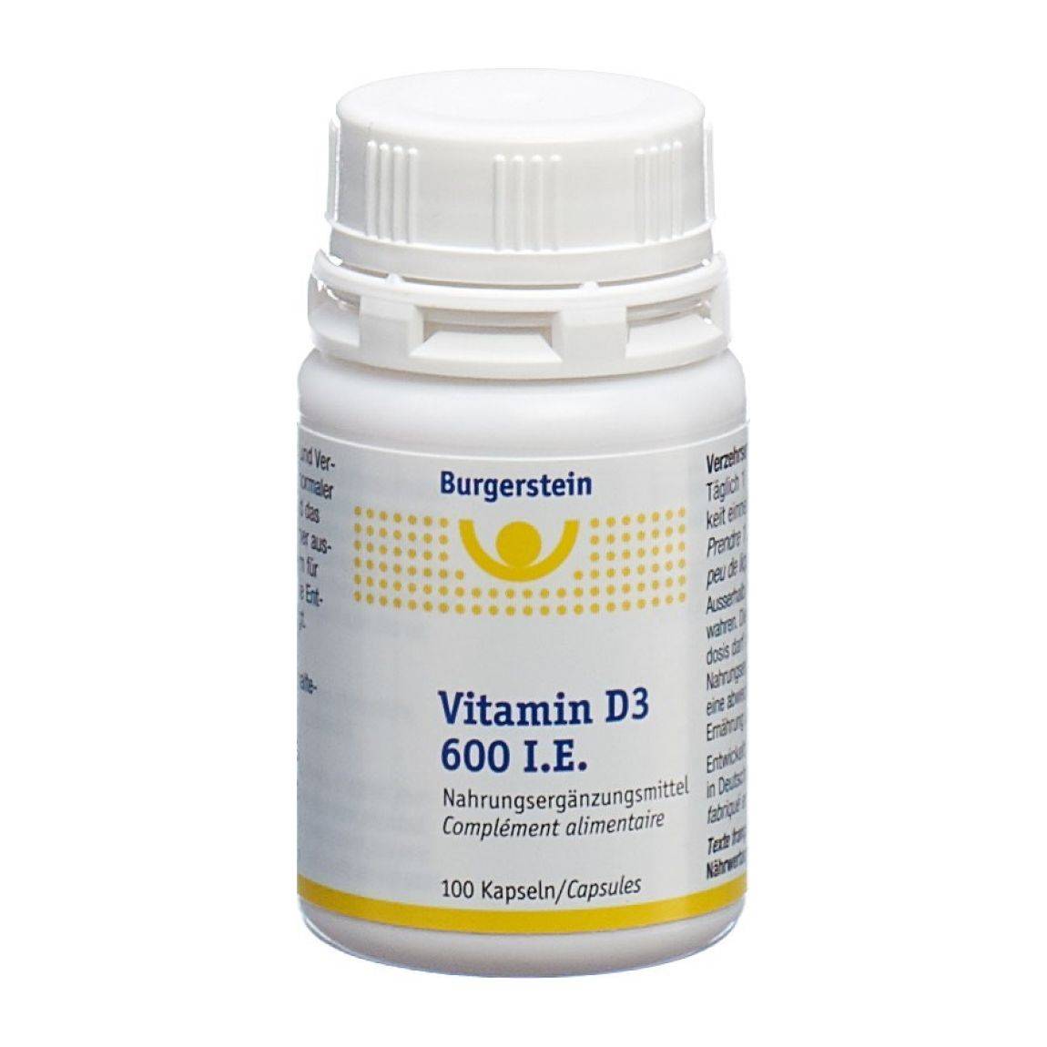 BURGERSTEIN Vitamine D3 gélules 600 IE 100 pièces BURGERSTEIN Vitamine D3 gélules 600 IE 100 pièces